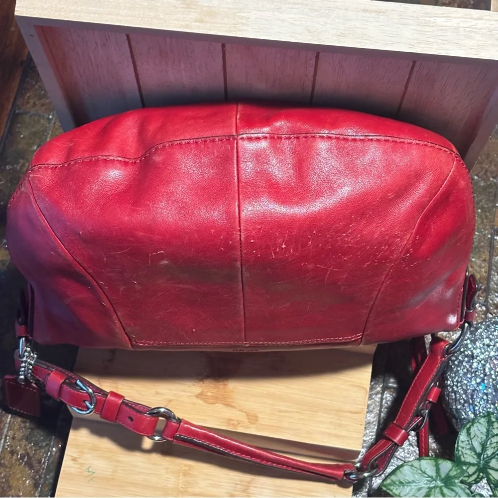Coach Cherry Red Leather Hobo Bag